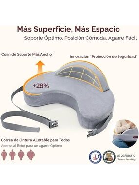Ergonomic Gray Nursing Support Pillow with Adjustable Waist Strap